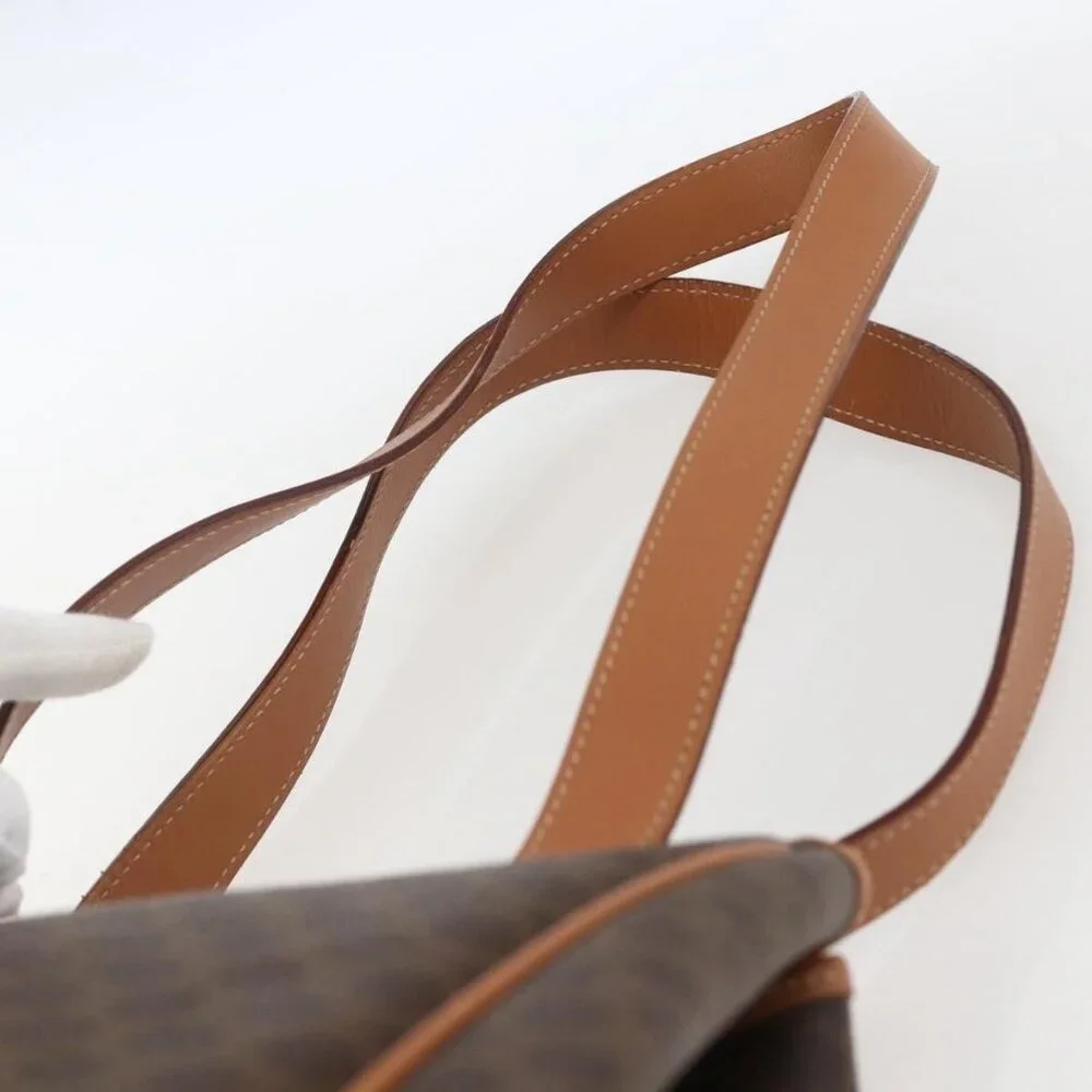 Authentic CELINE Macadam Canvas Shoulder Bag PVC Leather Brown Gold - Picture 15 of 16